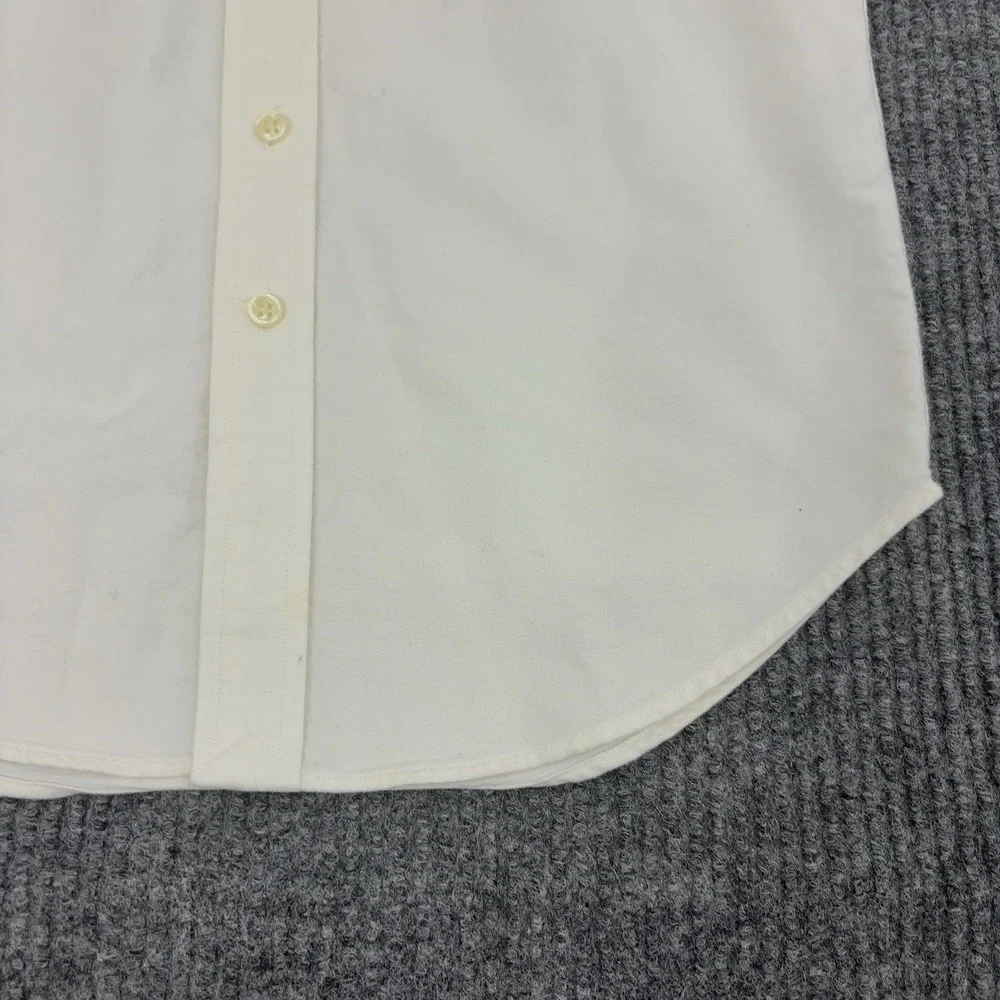 Ralph Lauren Button Down Shirt Girls 8 Cream Cotton Long Sleeve Preppy Classic